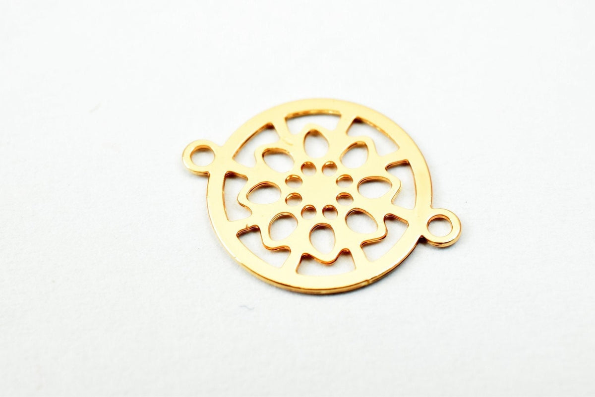 6 PCs Dainty Thin 18K Pinky as Gold Filled tarnish resistant Filigree Flower Connector Size 12x9mm Thickness 0.25mm For Je...