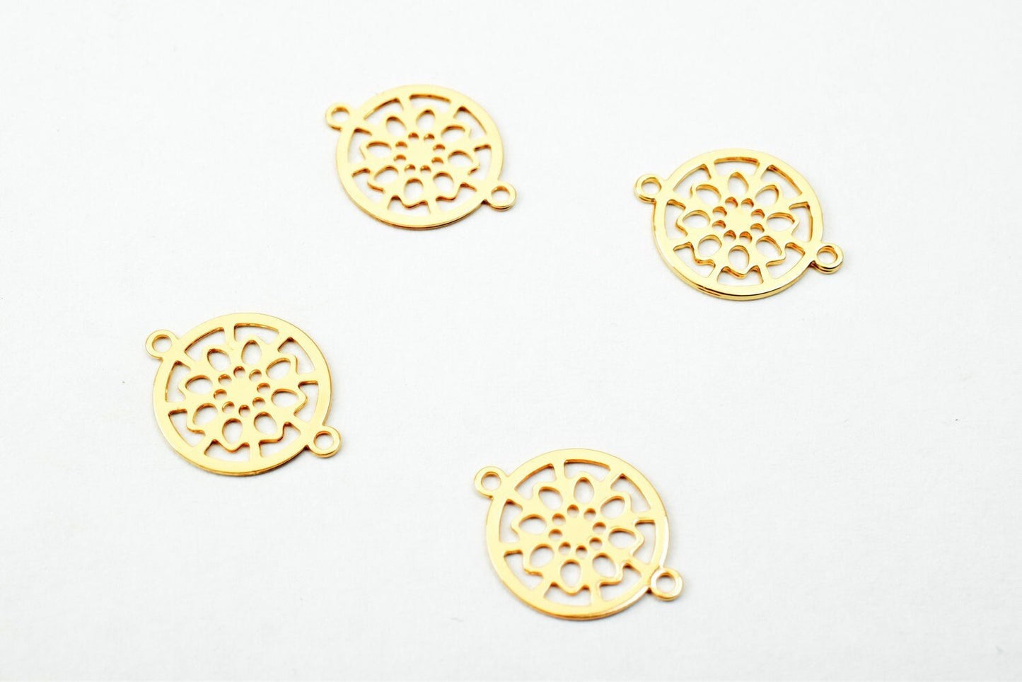 6 PCs Dainty Thin 18K Pinky as Gold Filled tarnish resistant Filigree Flower Connector Size 12x9mm Thickness 0.25mm For Je...