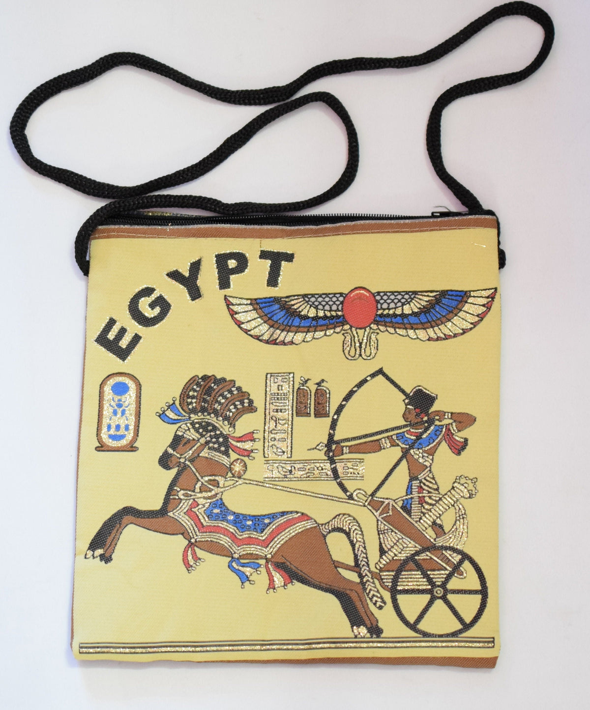 Egyptian Fabric Bags - Hieroglyphic Art Tote - Lightweight Cotton, Double Sided Print, 7x8 Inches, Gift Idea