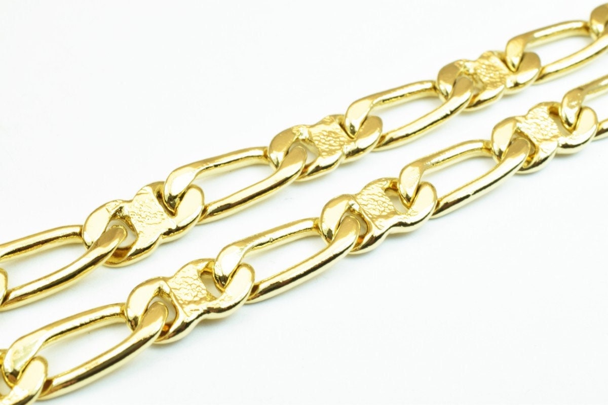 19.5" Inches 18K Gold Filled EP Figaro Chain, Cuban Chain, 5mm Width 2mm Thickness, Chain Findings For Jewelry Making Item...