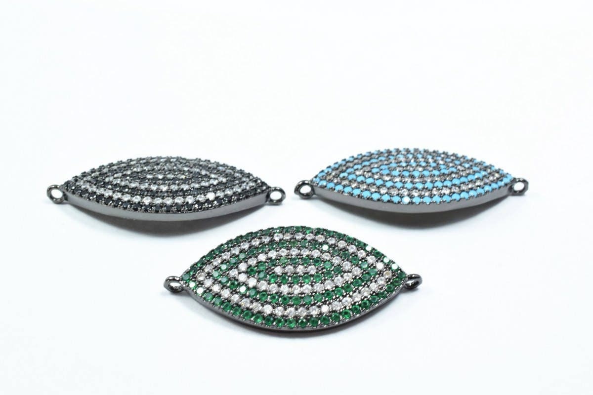 Marquise Shape Eye Micro Pave CZ Rhinestone Spacer Beads High Quality Horizontal Hole 3 Colors jewelry making supplies