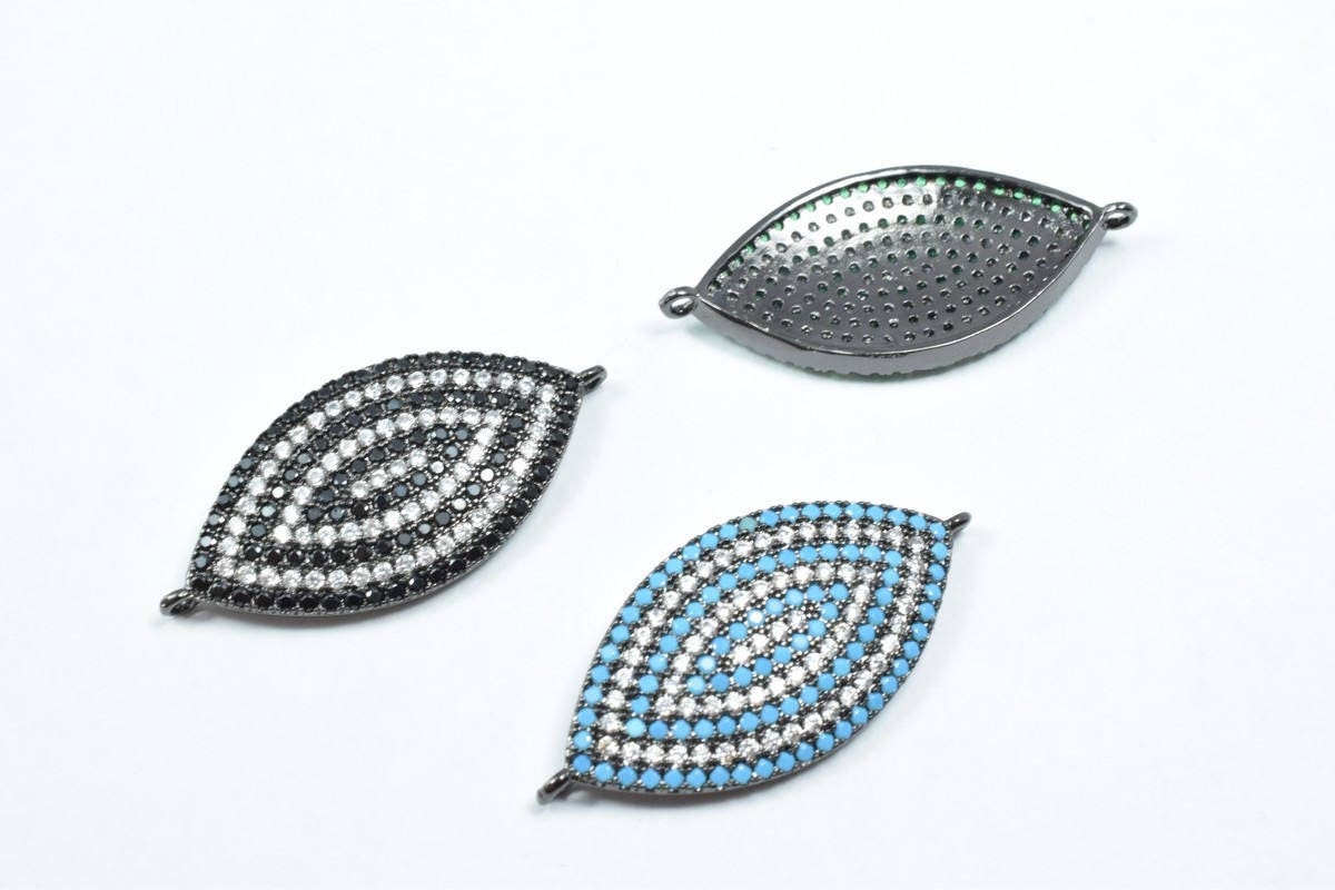 Marquise Shape Eye Micro Pave CZ Rhinestone Spacer Beads High Quality Horizontal Hole 3 Colors jewelry making supplies - d...