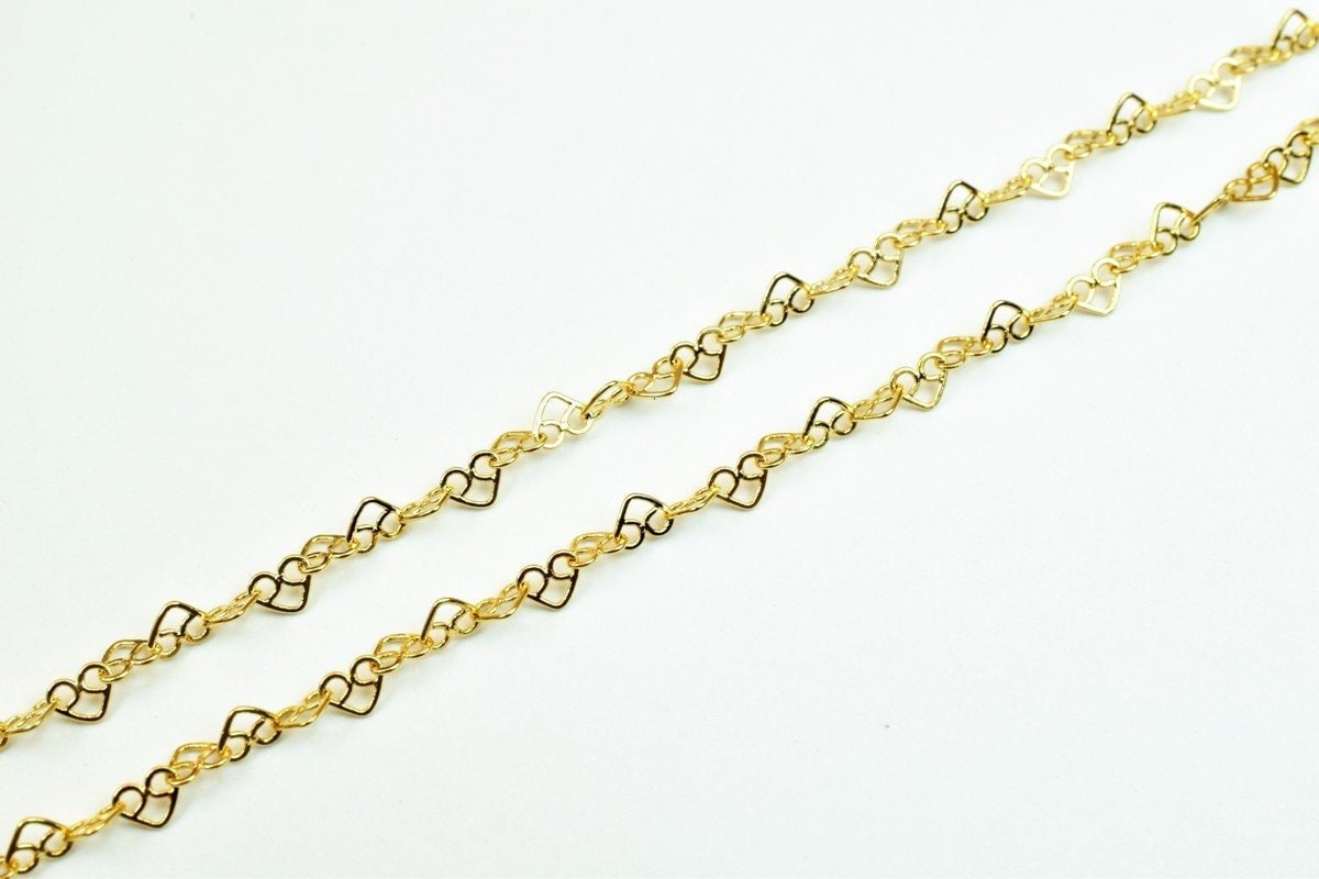 18K Pinky Gold Filled Look, EP Heart Chain Size 17.5" Long 2.5mm Width 0.5mm Thick  CG378 jewelry making supplies