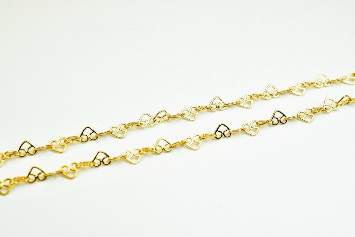 18K Pinky Gold Filled Look, EP Heart Chain Size 17.5" Long 2.5mm Width 0.5mm Thick  CG378 jewelry making supplies - detail...