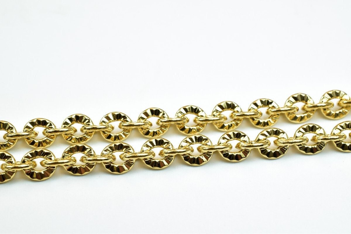 17.5" 18k Gold Filled Look, EP chain 5mm width 1mm thickness  CG356 jewelry making supplies - detail image 2