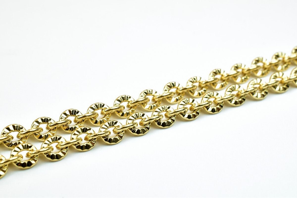 17.5" 18k Gold Filled Look, EP chain 5mm width 1mm thickness  CG356 jewelry making supplies - detail image 4
