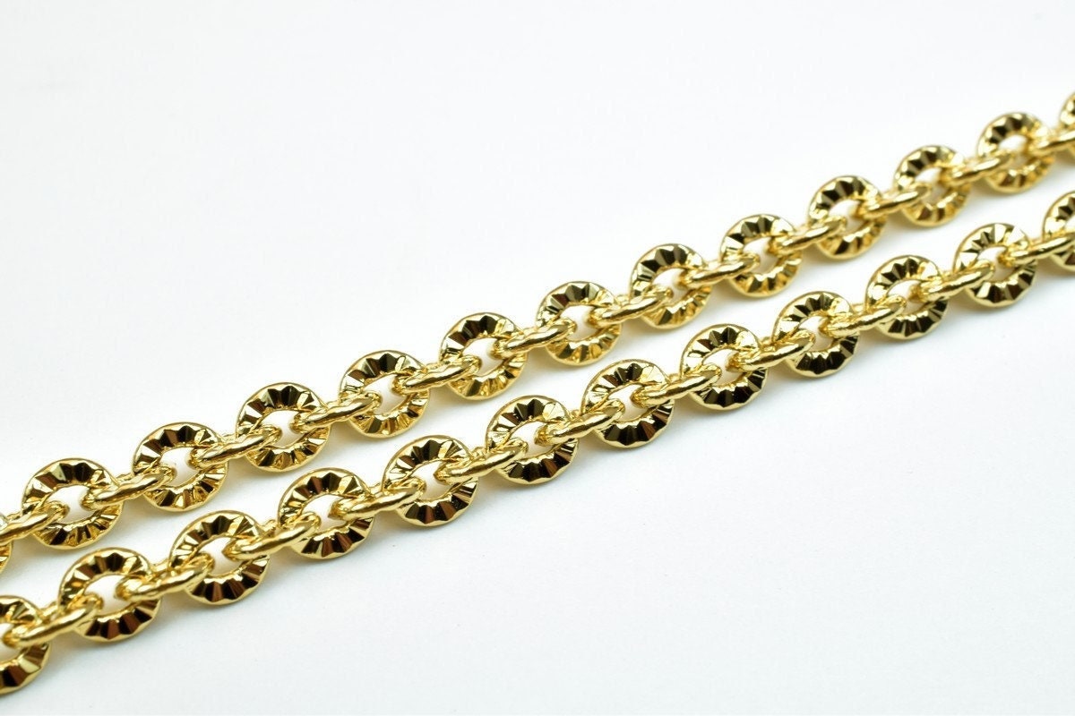 17.5" 18k Gold Filled Look, EP chain 5mm width 1mm thickness  CG356 jewelry making supplies - detail image 7