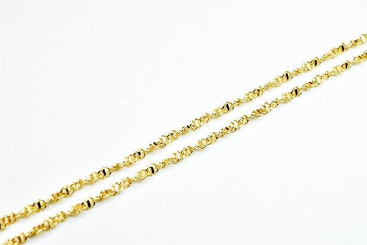 18K Pinky Gold Filled Look, EP Twisted Chain Size 17.5" Inch Long 1mm Width 1mm Thick  CG387 jewelry making supplies