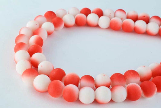 Glass Beads Matte Red White Two Tone Rubber Over Glass Size 10mm Round For Jewelry Making Item#789222046033 jewelry making...