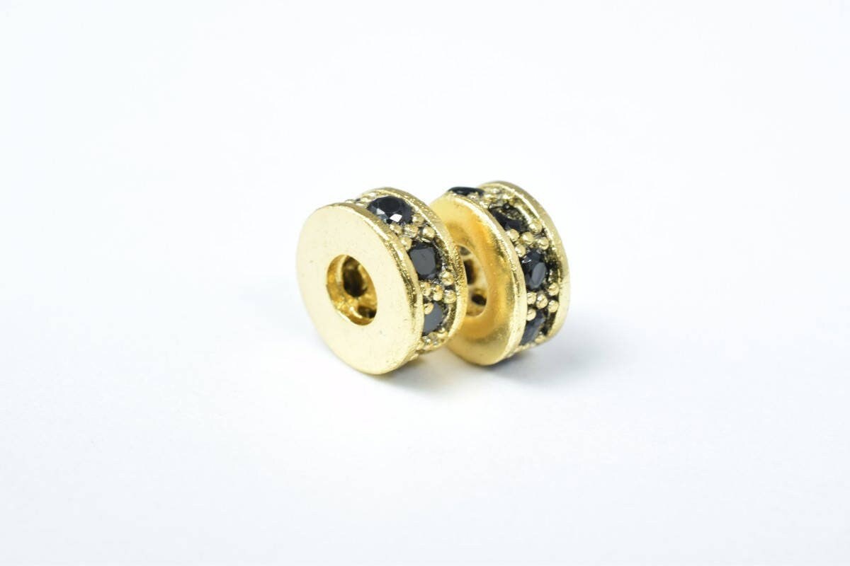 Micro Pave Cubic Zirconia CZ Rhinestone Beads Rondelle Wheel Spacers High Quality 4 Colors jewelry making supplies - detai...