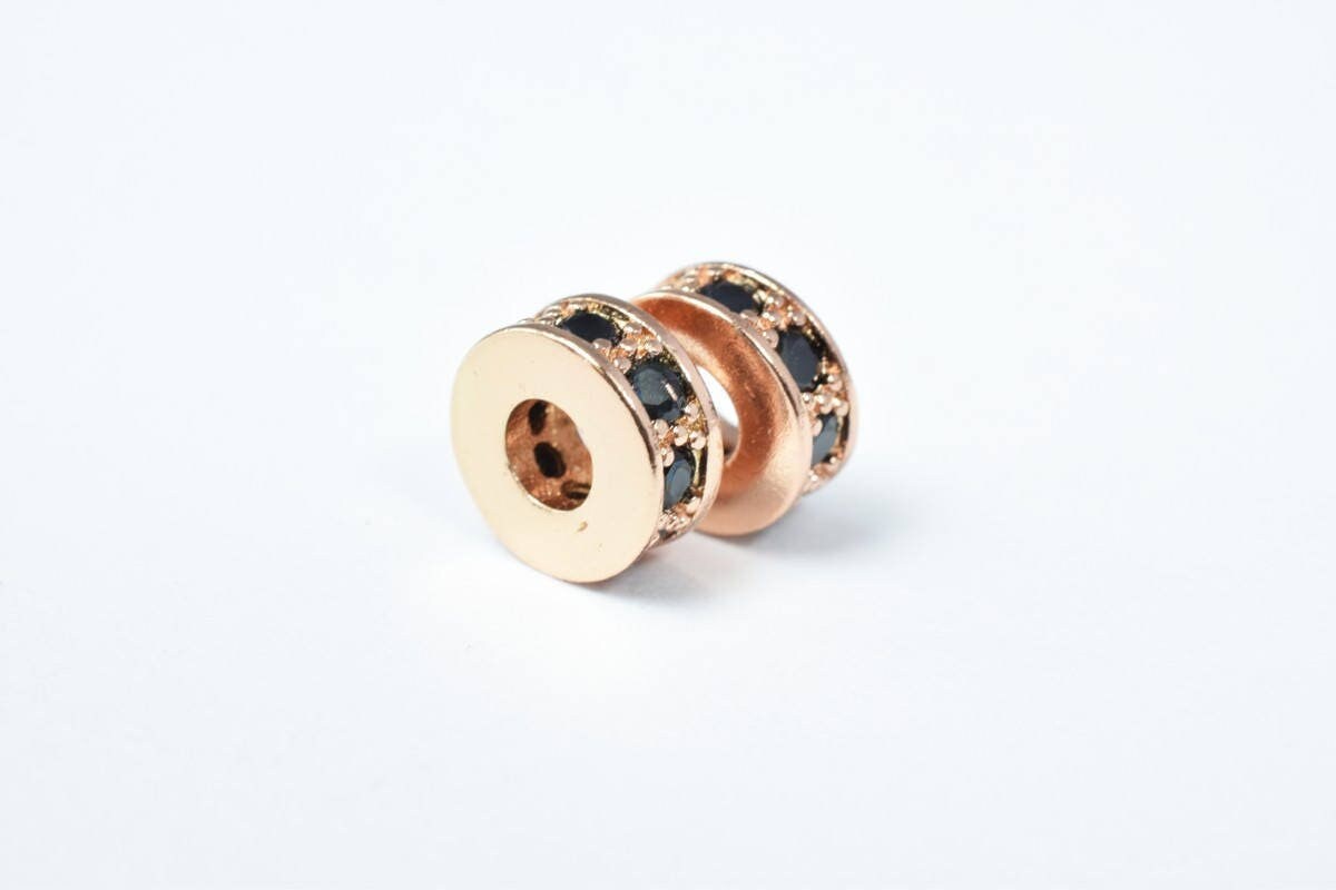 Micro Pave Cubic Zirconia CZ Rhinestone Beads Rondelle Wheel Spacers High Quality 4 Colors jewelry making supplies - detai...