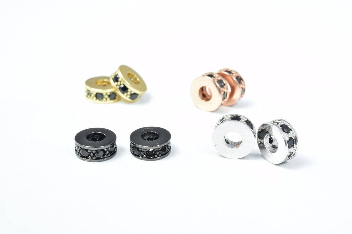 Micro Pave Cubic Zirconia CZ Rhinestone Beads Rondelle Wheel Spacers High Quality 4 Colors jewelry making supplies - detai...