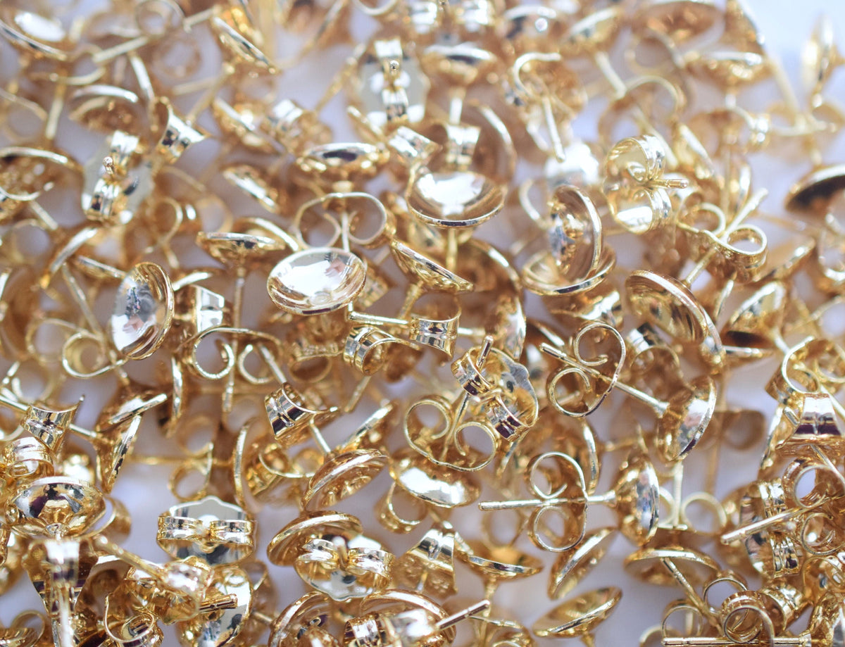 Gold Filled Look, EP Ball Stud/Cup Earring/Earnut different sizes jewelry making supplies - detail image 7