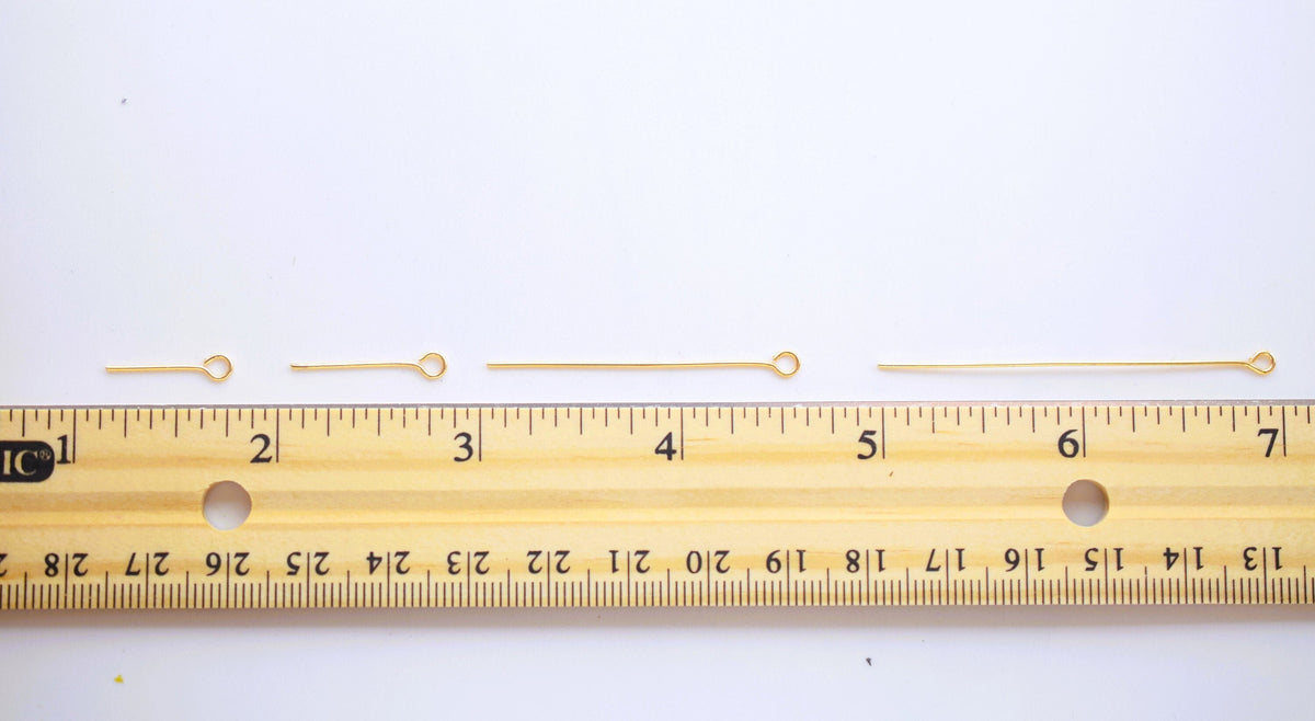 Eye Pins Gold Filled Alternative Connector Pins, Multi-Size Selection (0.6"–2", 20 Gauge, Tarnish-Resistant )