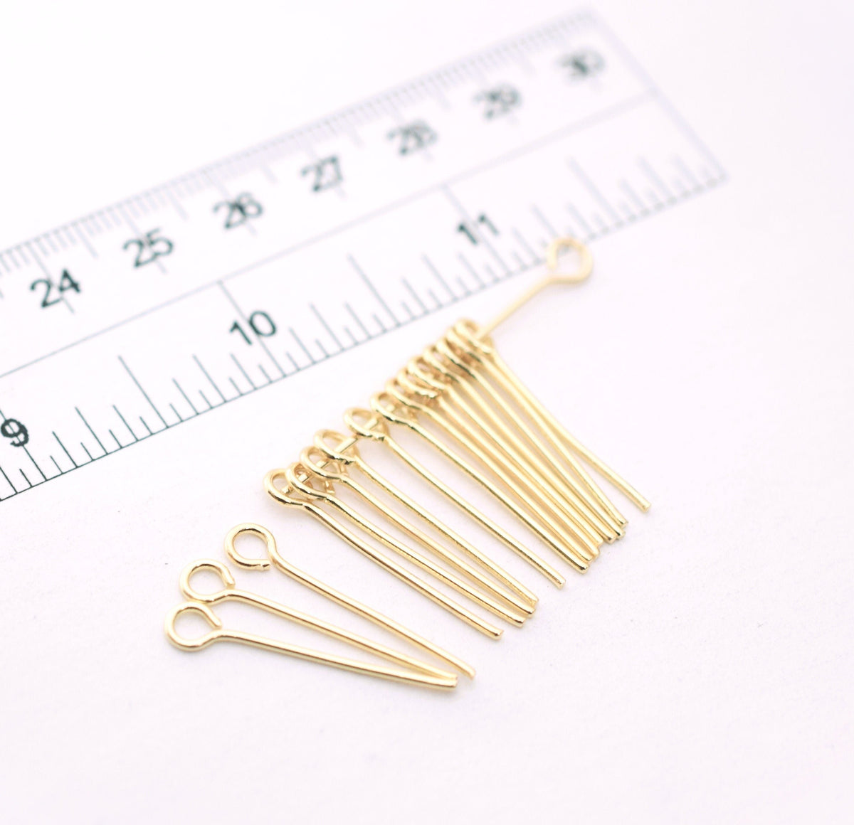 Eye Pins Gold Filled Alternative Connector Pins, Multi-Size Selection (0.6"–2", 20 Gauge, Tarnish-Resistant )