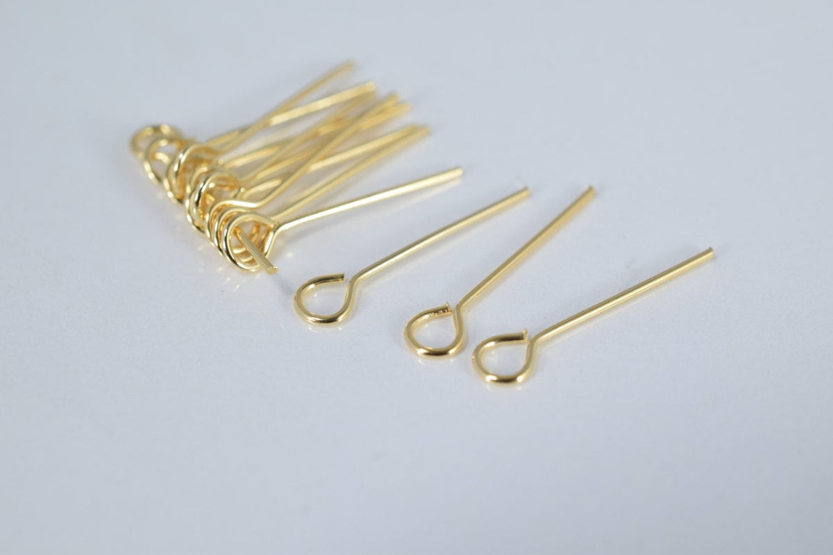 Eye Pins Gold Filled Alternative Connector Pins, Multi-Size Selection (0.6"–2", 20 Gauge, Tarnish-Resistant )