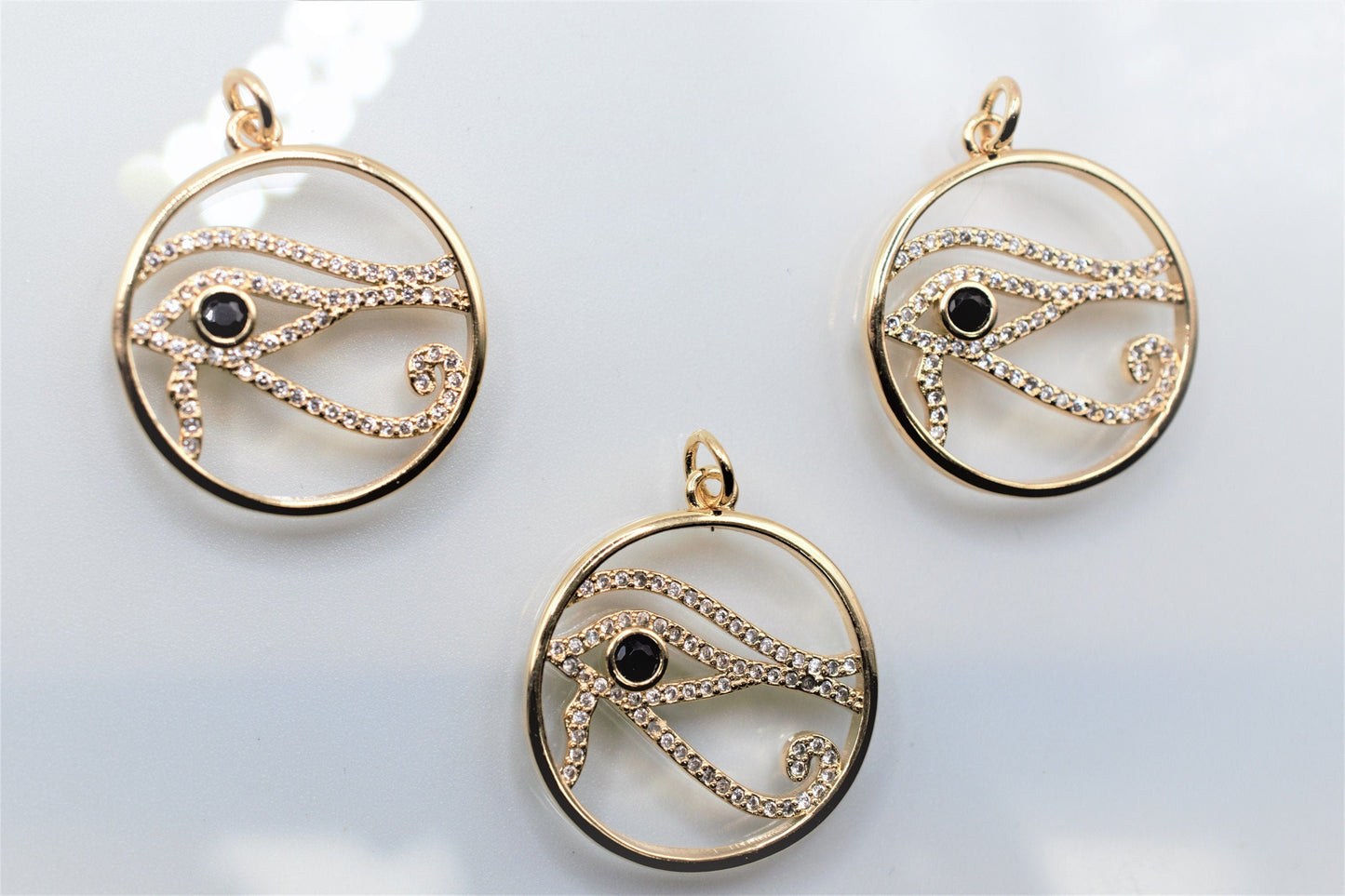 Eye of Horus Egyptian Pendant Gold Jewelry symbol in ancient Egyptian religion represents well being, healing, and protect...