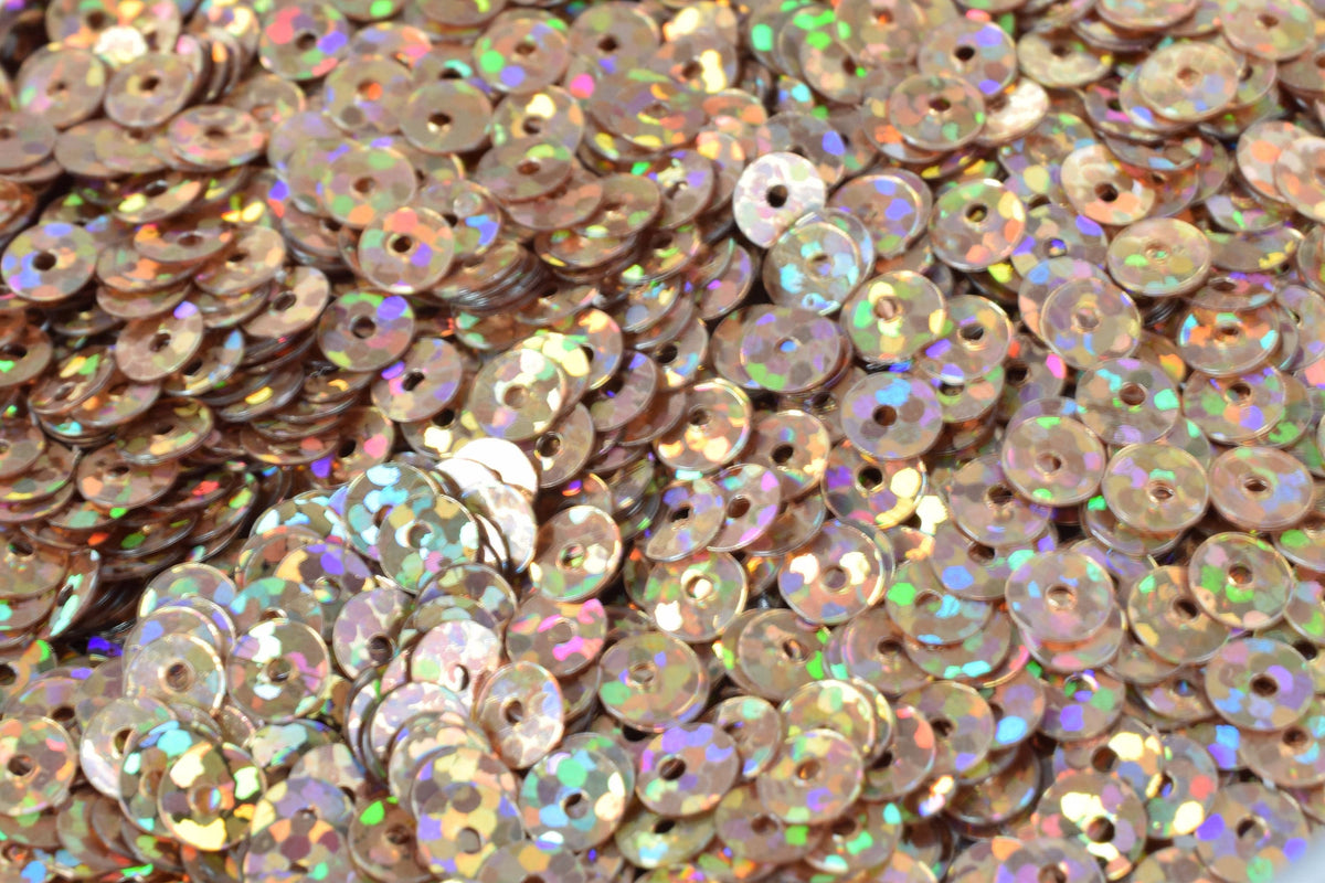Copper Light Brown Iridescent Sequins Flat Round Loose Paillettes, Multi-Color Sheen (3/4/6mm, 2000pcs Pack, Lightweight Polyester)