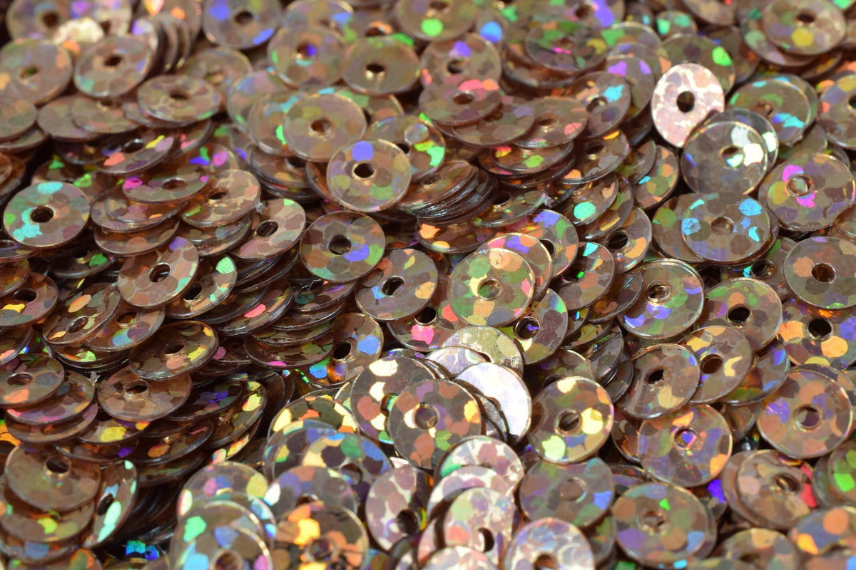 Copper Light Brown Iridescent Sequins Flat Round Loose Paillettes, Multi-Color Sheen (3/4/6mm, 2000pcs Pack, Lightweight Polyester)