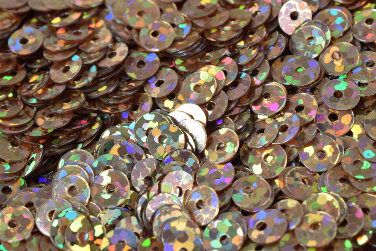 Copper Light Brown Iridescent Sequins Flat Round Loose Paillettes, Multi-Color Sheen (3/4/6mm, 2000pcs Pack, Lightweight Polyester)