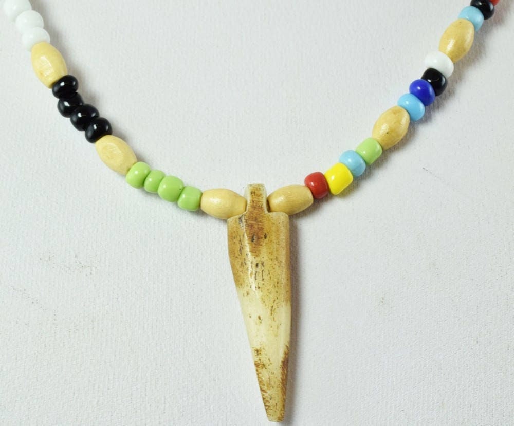10" Wood Egyptian  Beaded Handmade Necklace, Ceramic Pendant,Tribal Jewelry, Pendant African Wood Necklace Natural Healing...