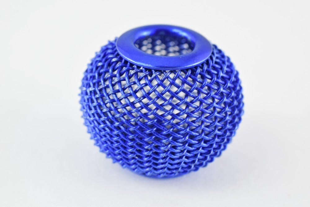 6 PCs Wire Mesh Beads Basketball wives large hole Round Beads 18mm metal jewelry big hoop earring chunky bead jewelry maki...