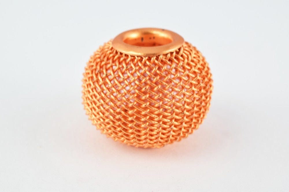 6 PCs Wire Mesh Beads Basketball wives large hole Round Beads 18mm metal jewelry big hoop earring chunky bead jewelry maki...