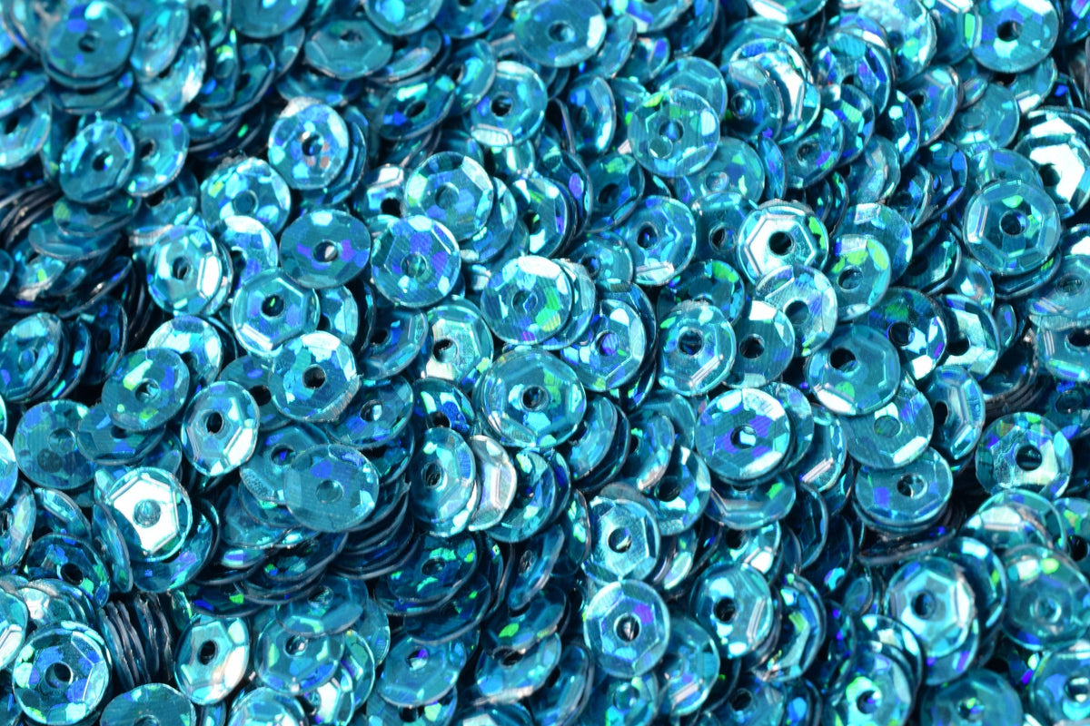 3mm 4mm Teal Royal Blue Cup Sequins - Glossy Iridescent Loose Paillettes - 2000pcs Pack, Round Shape, Sewing and Apparel Trim
