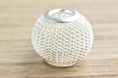 6 PCs Wire Mesh Beads Basketball wives large hole Round Beads 18mm metal jewelry big hoop earring chunky bead jewelry maki...