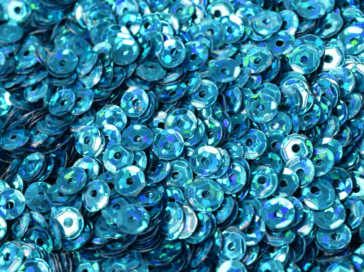 3mm 4mm Teal Royal Blue Cup Sequins - Glossy Iridescent Loose Paillettes - 2000pcs Pack, Round Shape, Sewing and Apparel Trim