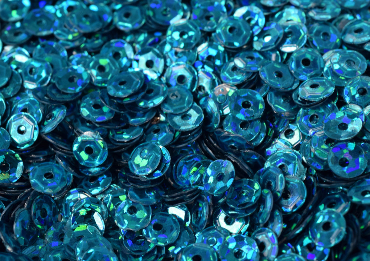 3mm 4mm Teal Royal Blue Cup Sequins - Glossy Iridescent Loose Paillettes - 2000pcs Pack, Round Shape, Sewing and Apparel Trim