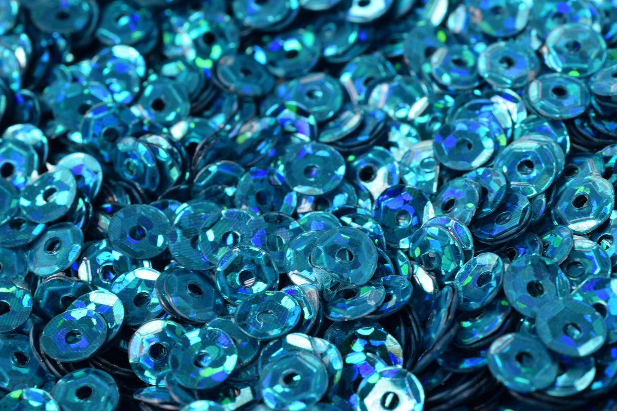 3mm 4mm Teal Royal Blue Cup Sequins - Glossy Iridescent Loose Paillettes - 2000pcs Pack, Round Shape, Sewing and Apparel Trim