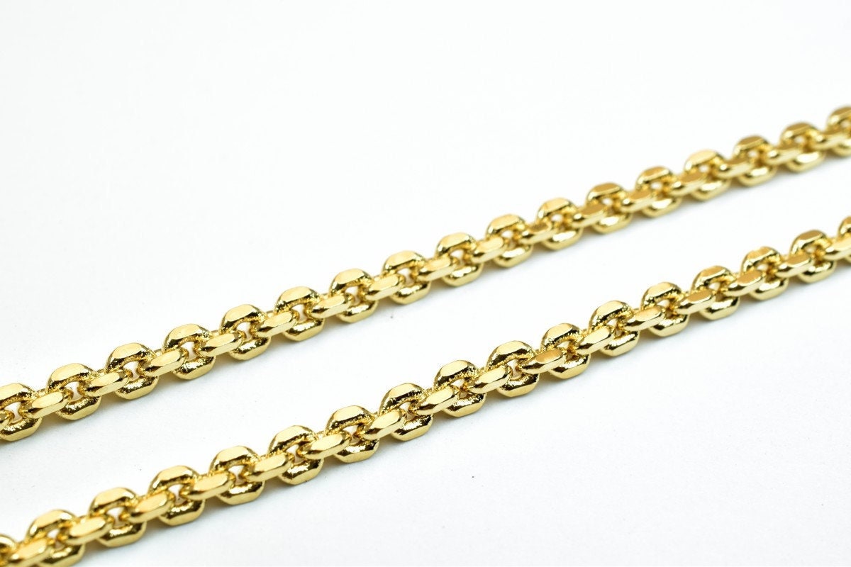 17.5" 18K Gold Filled Look, EP Chain 2mm Width 2mm Thickness  CG344 jewelry making supplies - detail image 3