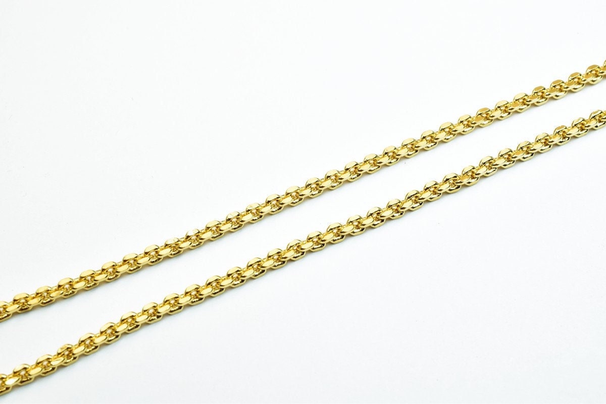 17.5" 18K Gold Filled Look, EP Chain 2mm Width 2mm Thickness  CG344 jewelry making supplies - detail image 4