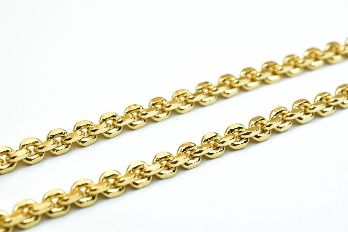 17.5" 18K Gold Filled Look, EP Chain 2mm Width 2mm Thickness  CG344 jewelry making supplies - detail image 6