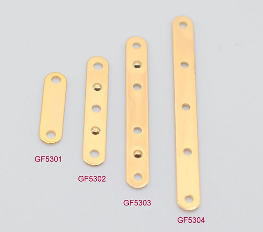 18K Gold Filled Alternative Spacer Bar: Five Line Design, Tarnish-Resistant Finish | Jewelry Making Supplies | Multiple Sizes