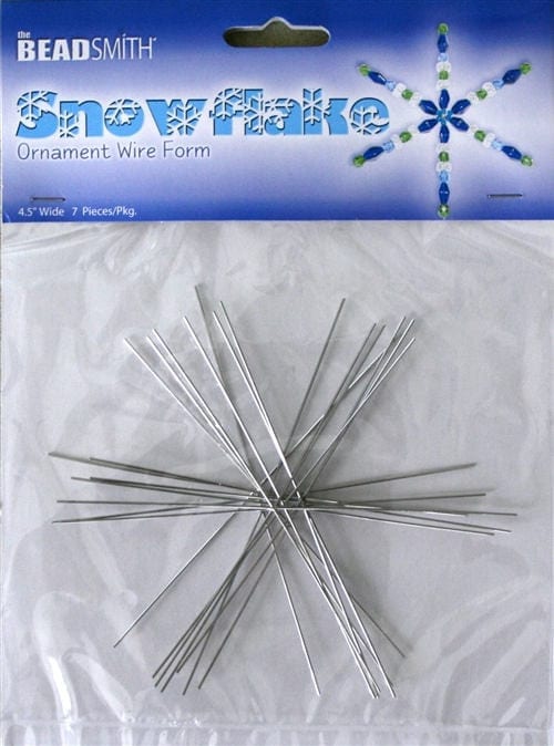 Snowflake Wire Frame DIY Craft Kit: Beaded Holiday Ornament, Jewelry Wire Focus (3 Sizes, Ribbon Loop Included)