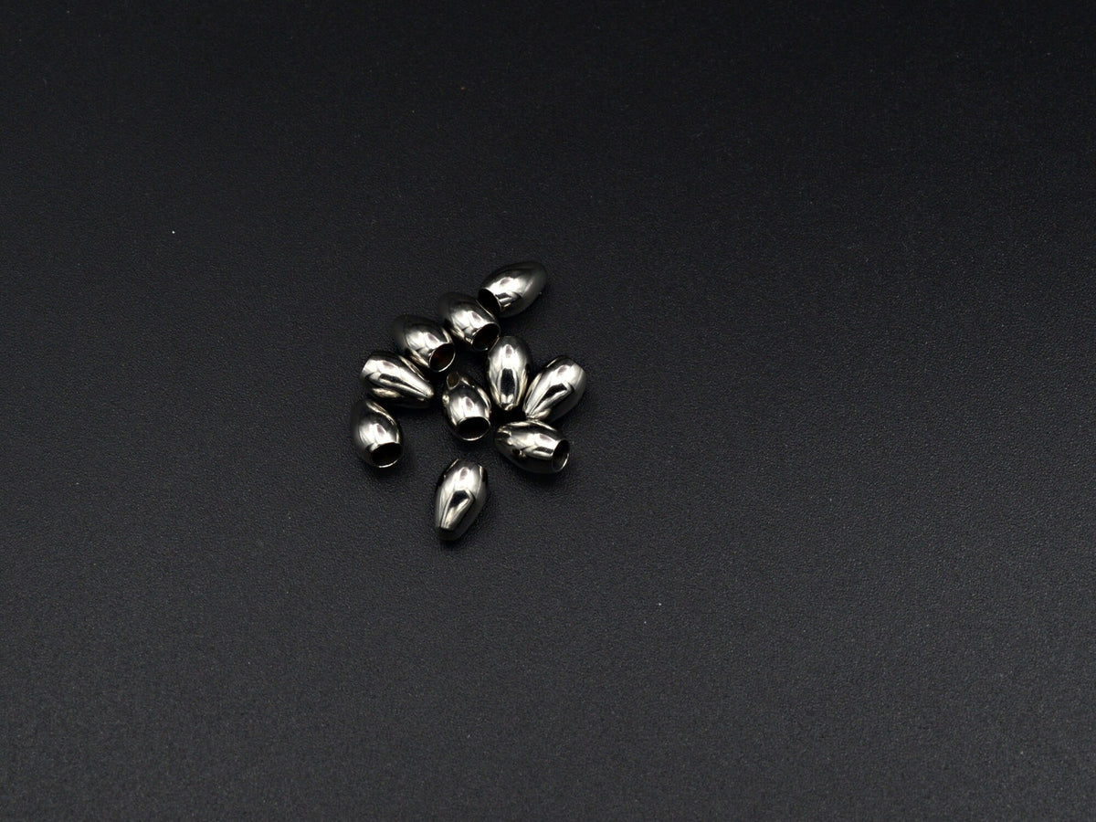 Stainless Steel Tear Drop Trim End: Smooth Oval Beads - Rust Resistant, Glue On Findings for Jewelry Making, Size 8x5mm