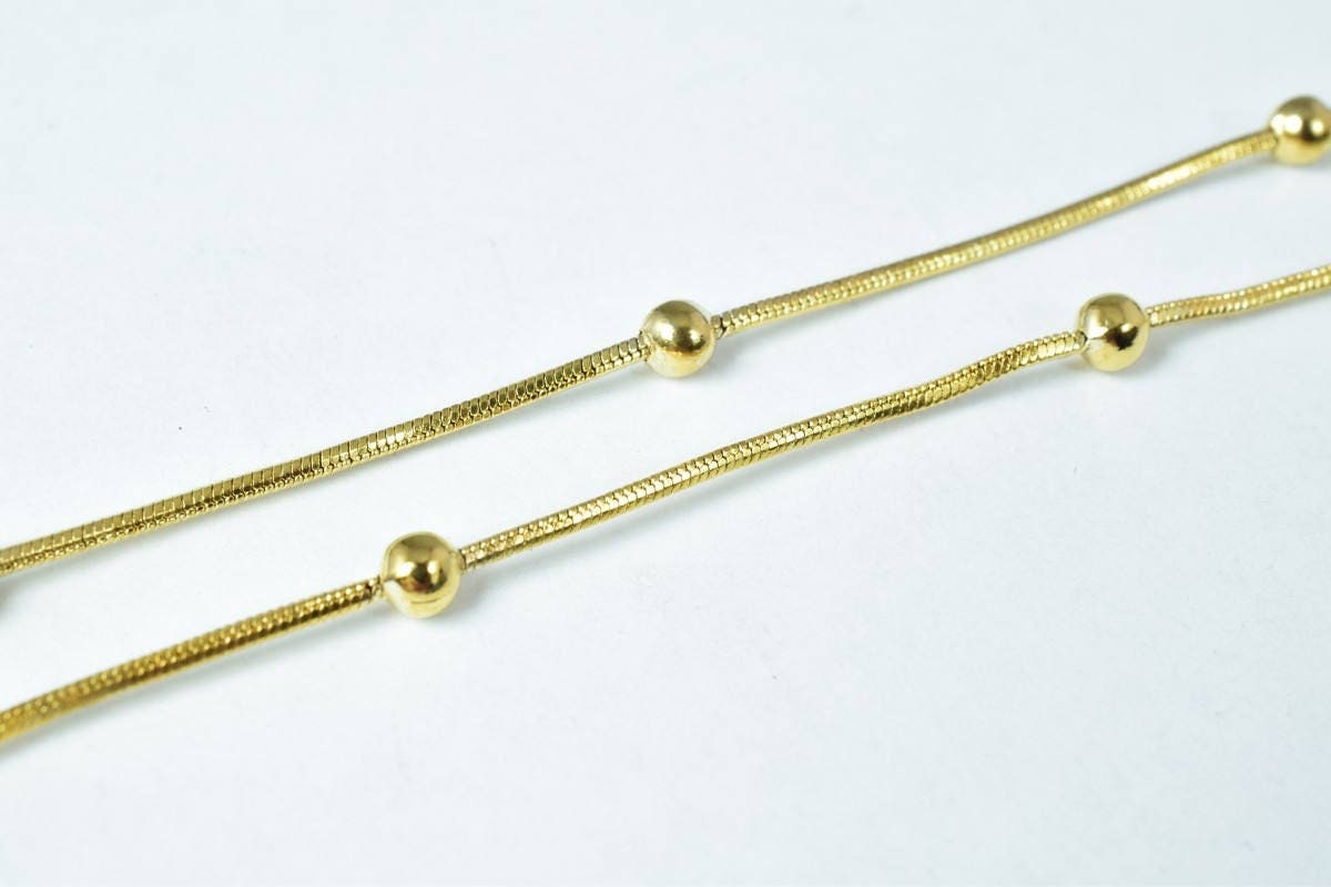 gold filled EP tarnish resistant Chain 18KT gold filled tarnish resistant Size 19.85" Long 1mm Thickness 3.5mm Ball Item #...