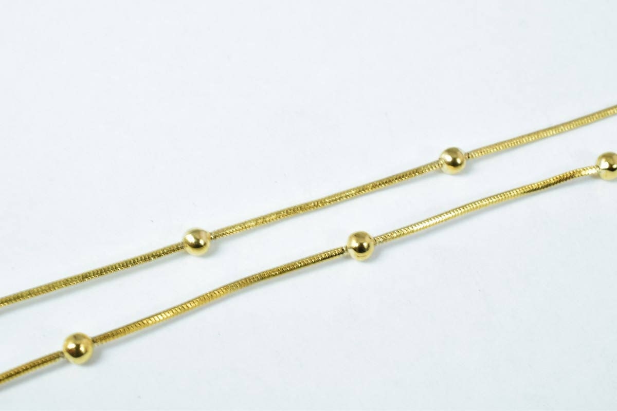 gold filled EP tarnish resistant Chain 18KT gold filled tarnish resistant Size 19.85" Long 1mm Thickness 3.5mm Ball Item #...