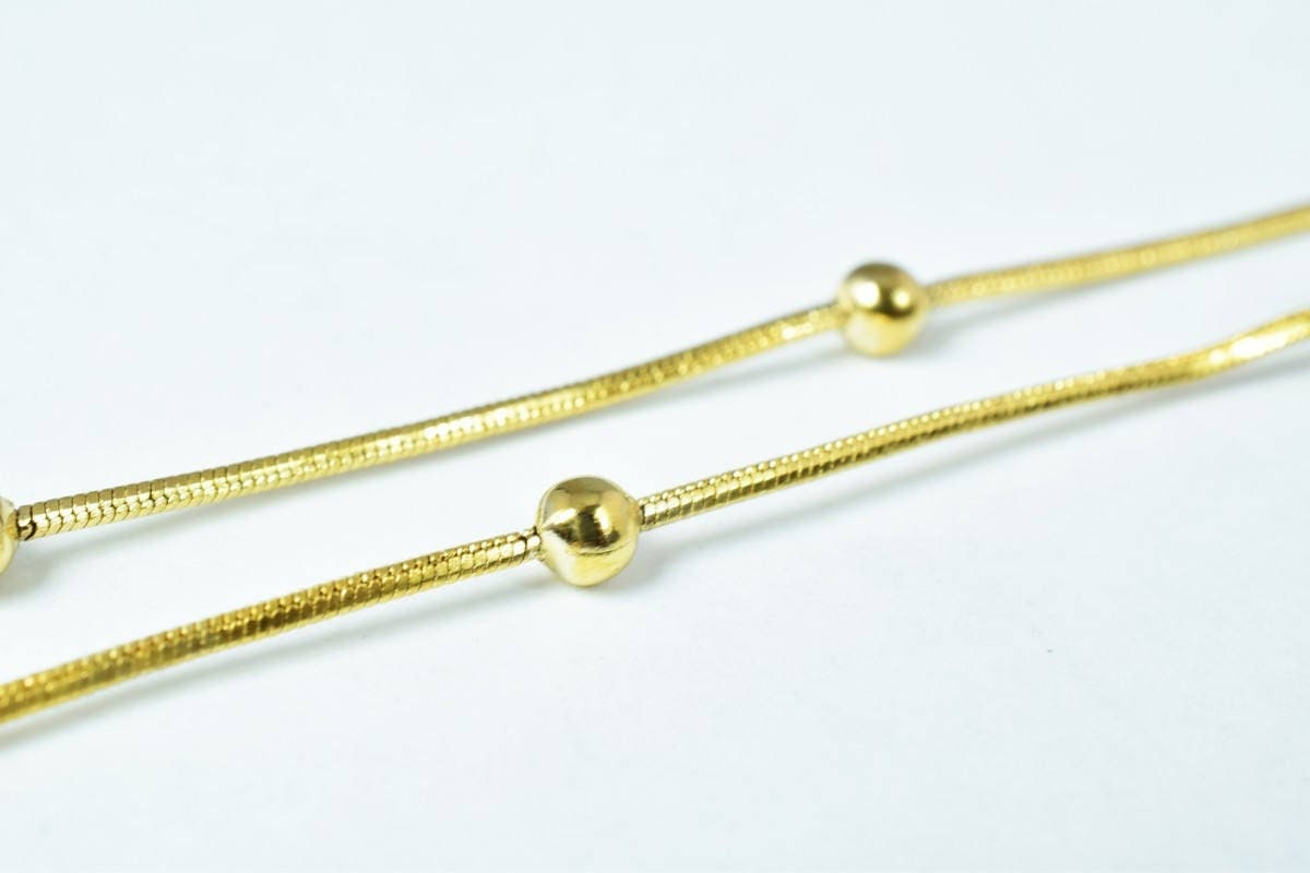 gold filled EP tarnish resistant Chain 18KT gold filled tarnish resistant Size 19.85" Long 1mm Thickness 3.5mm Ball Item #...