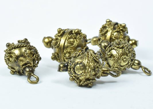 13mm/14mm Bali Eye Pin Antique Gold Plastic Beads/ Sold by 100pcs, Elaborate lightweight plastic, 2mm eye pin, Elaborate b...