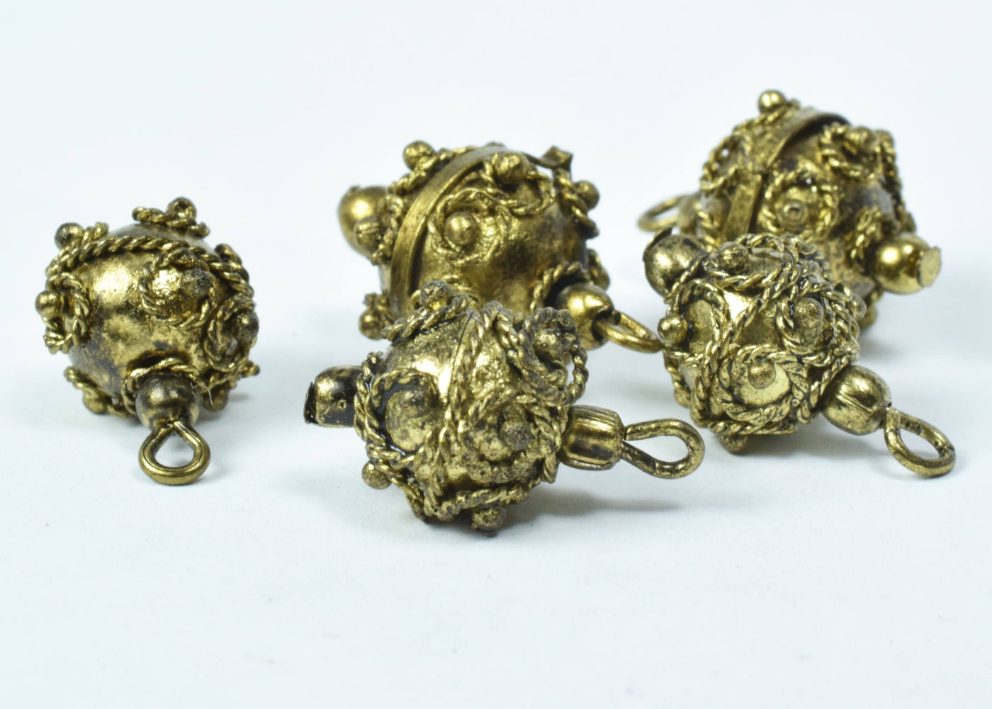 13mm/14mm Bali Eye Pin Antique Gold Plastic Beads/ Sold by 100pcs, Elaborate lightweight plastic, 2mm eye pin, Elaborate b...