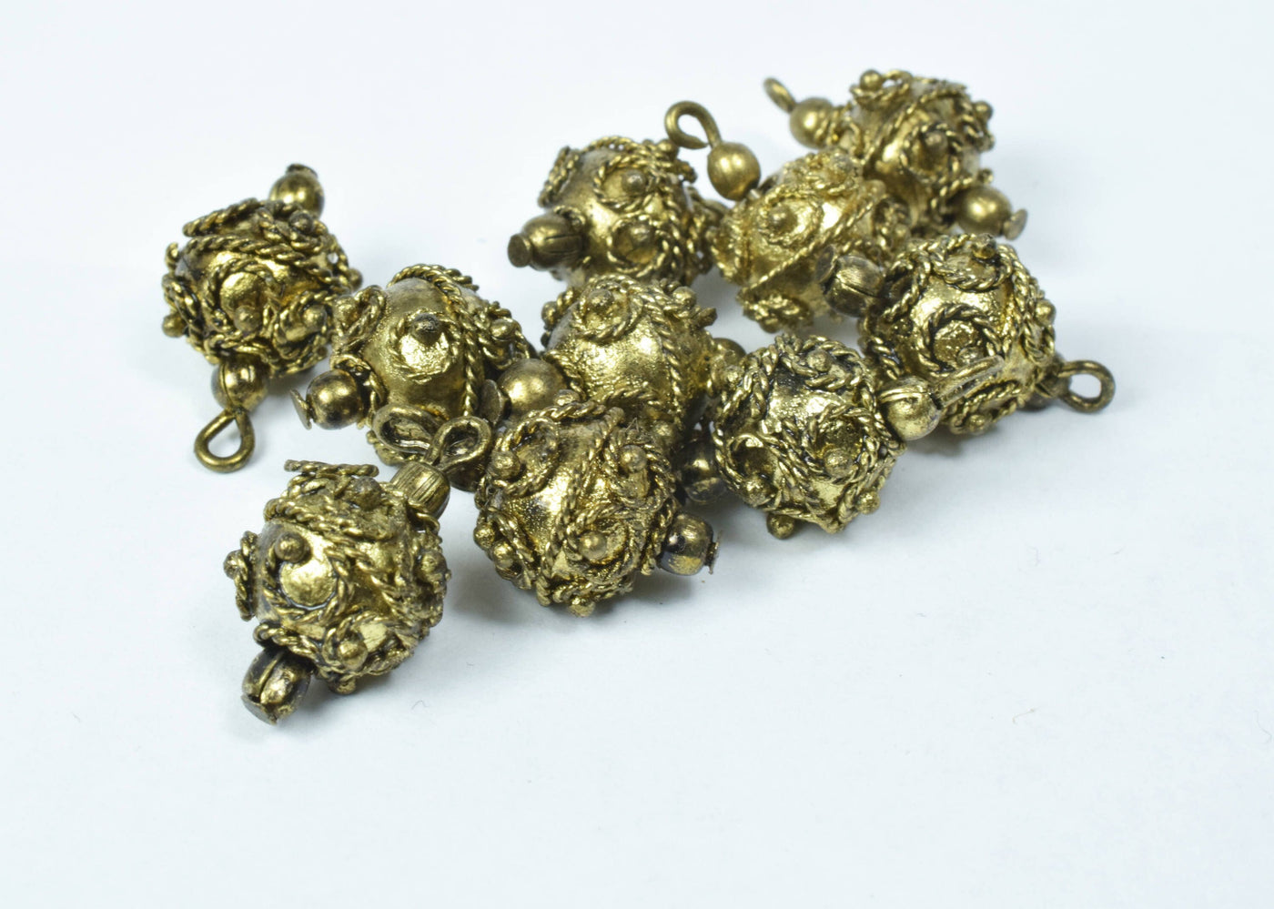 13mm/14mm Bali Eye Pin Antique Gold Plastic Beads/ Sold by 100pcs, Elaborate lightweight plastic, 2mm eye pin, Elaborate b...