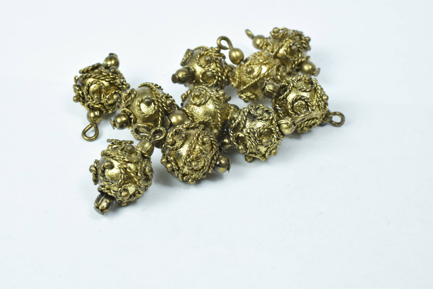 13mm/14mm Bali Eye Pin Antique Gold Plastic Beads/ Sold by 100pcs, Elaborate lightweight plastic, 2mm eye pin, Elaborate b...