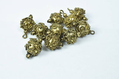 13mm/14mm Bali Eye Pin Antique Gold Plastic Beads/ Sold by 100pcs, Elaborate lightweight plastic, 2mm eye pin, Elaborate b...