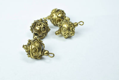 13mm/14mm Bali Eye Pin Antique Gold Plastic Beads/ Sold by 100pcs, Elaborate lightweight plastic, 2mm eye pin, Elaborate b...