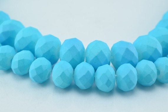 2 Strands Matte Glass Beads Donut Rondelle Faceted Jewelry Decoration Chandelier 4x6mm and 6x8mm. 2 Sizes Group 60 PCs ea...