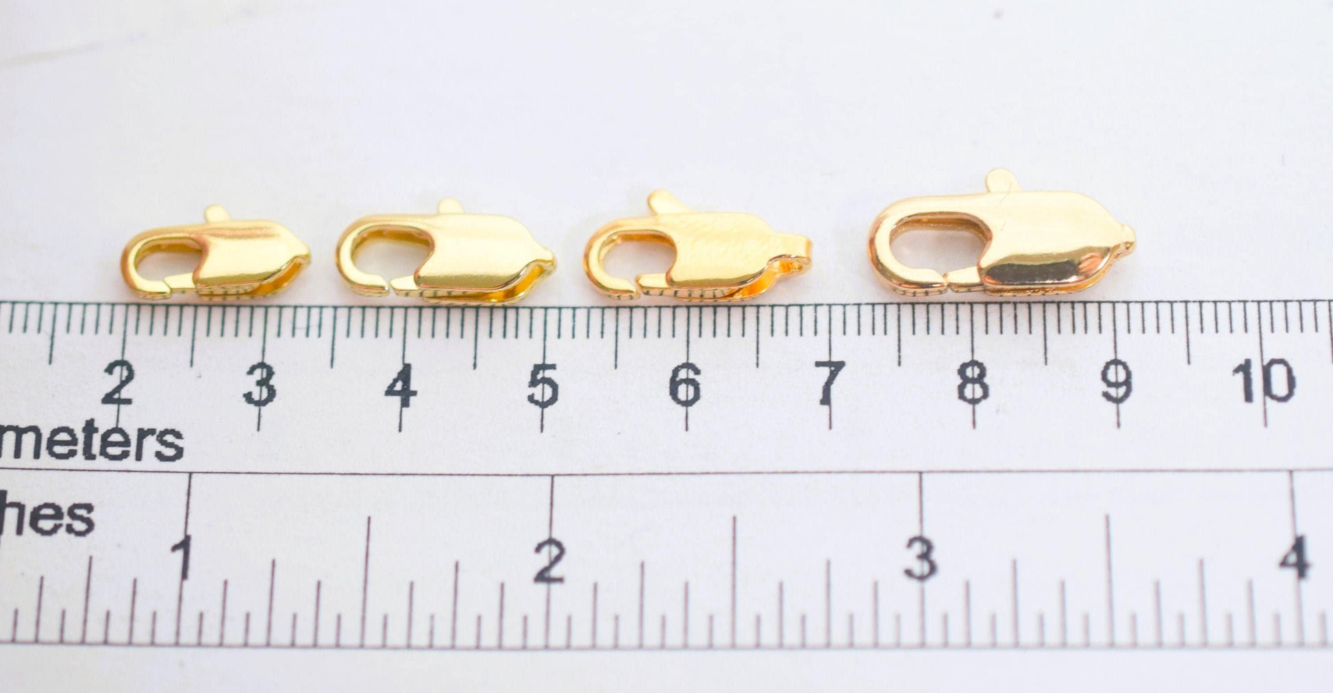 Tarnish-Resistant Gold Lobster Claw Clasps - Jewelry Findings - Finish, 18K and 14K Options, Multiple Sizes