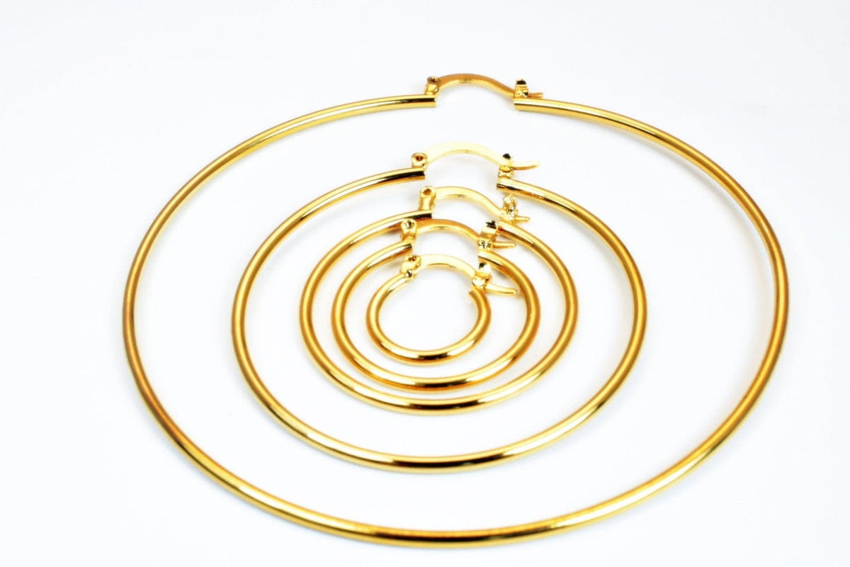 Plain Hoop Earrings, 18K Gold Filled EP Findings,15mm, 20mm, 25mm, 30mm, 35mm, 40mm, 50mm,  thickness of 1.5mm; only 15mm...